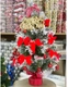 Cây thông noel mini phủ tuyết kèm phụ kiện màu đỏ