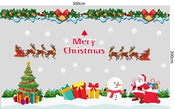 Decal trang trí noel combo cây thông may mắn