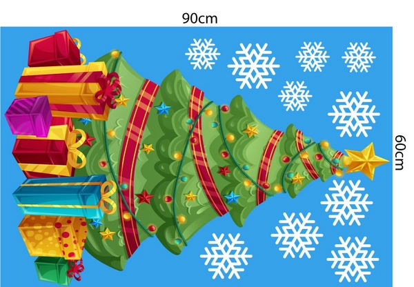 Decal trang trí noel combo cây thông may mắn