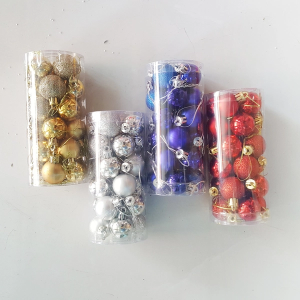 Hộp 24 quả châu mini 3cm trang trí noel