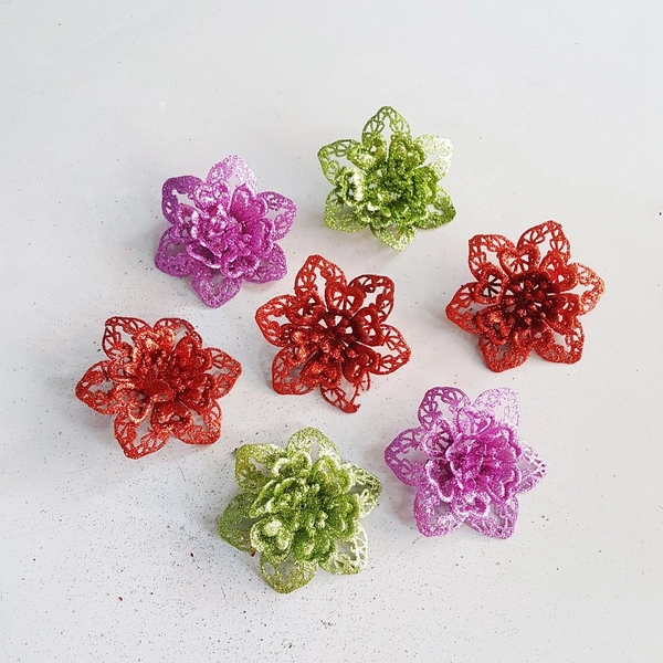 Hoa trang nguyên kim tuyến trang trí noel nhiều màu