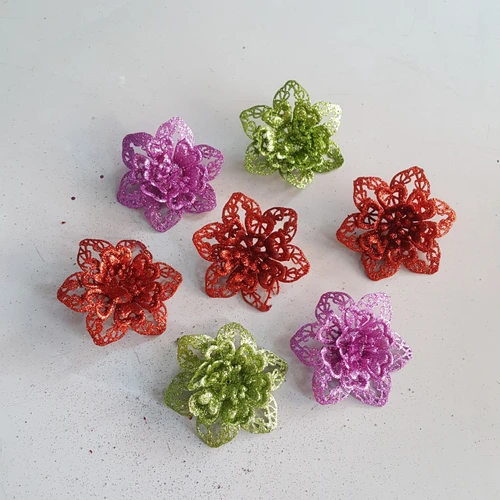 Hoa trang nguyên kim tuyến trang trí noel nhiều màu