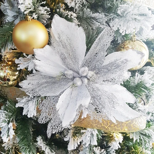 Hoa trạng nguyên ánh kim tuyến trang trí noel