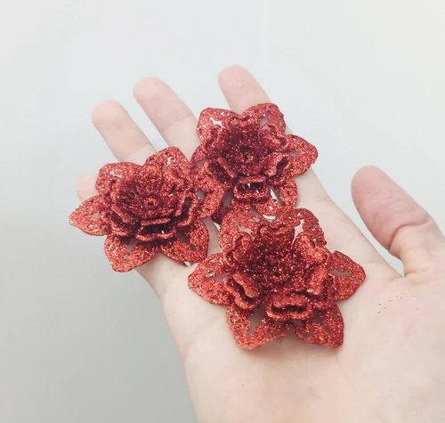 Hoa trạng nguyên sắc đỏ mini trang trí noel 4cm