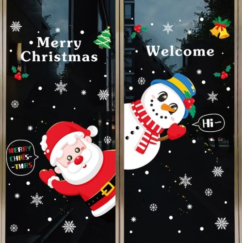 Decal 2 mặt trang trí noel người tuyết và ông già noel 4