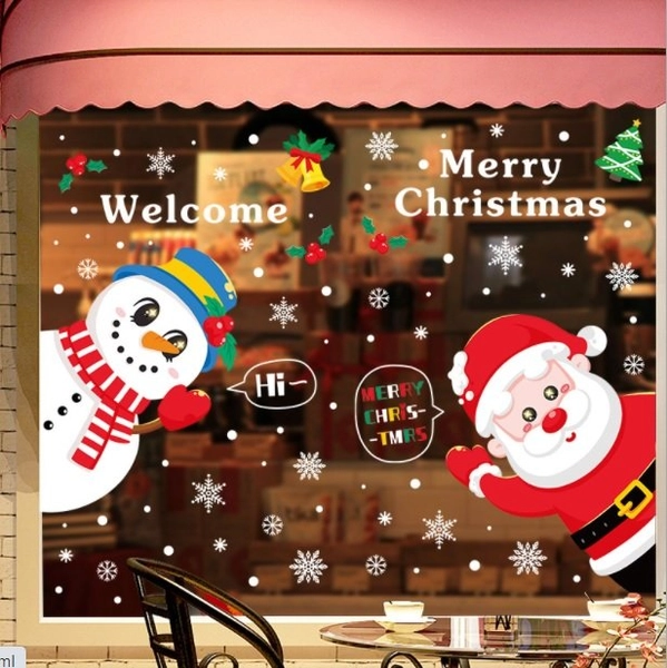 Decal tĩnh điện 2 mặt trang trí noel người tuyết và ông già noel 4