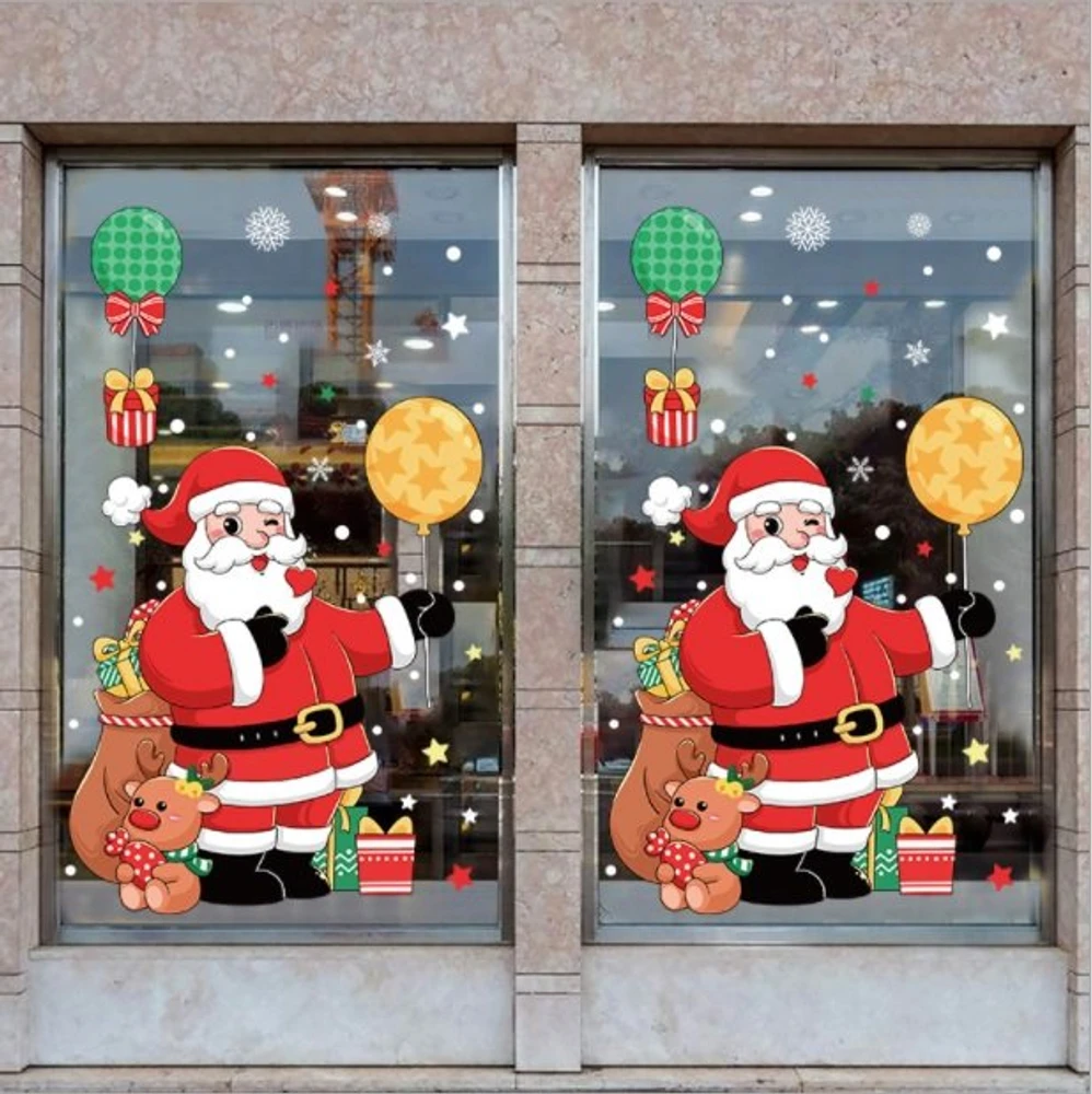 Decal trang trí noel ông già noel và bóng bay