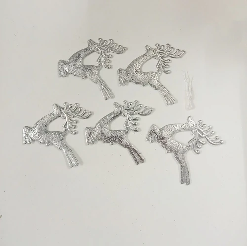 Set 5 con tuần lộc tuyết trắng bạc trang trí noel