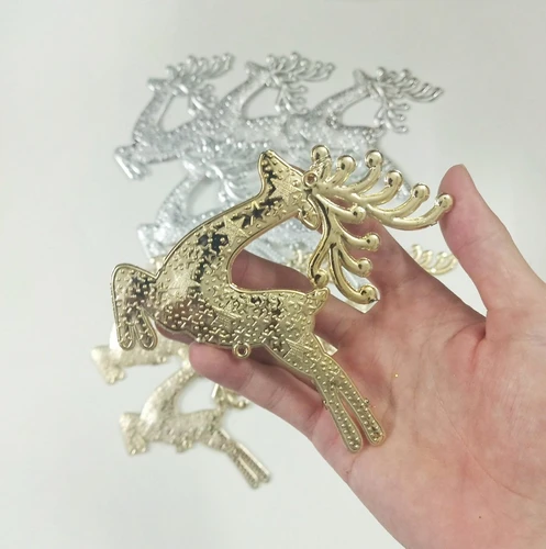 Set 5 con tuần lộc tuyết trắng bạc trang trí noel