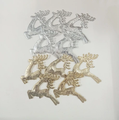 Set 5 con tuần lộc tuyết trắng bạc trang trí noel