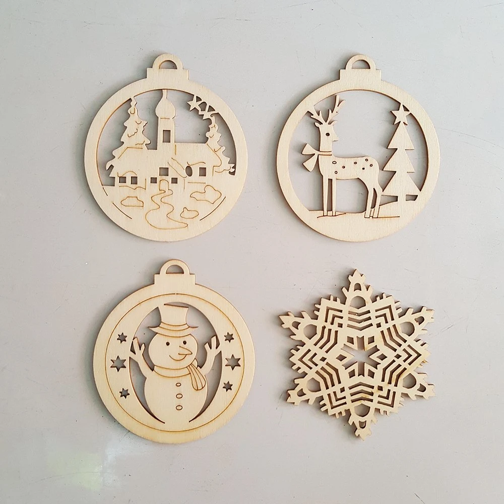 Hộp 16 phụ kiện bằng gỗ treo trang trí noel