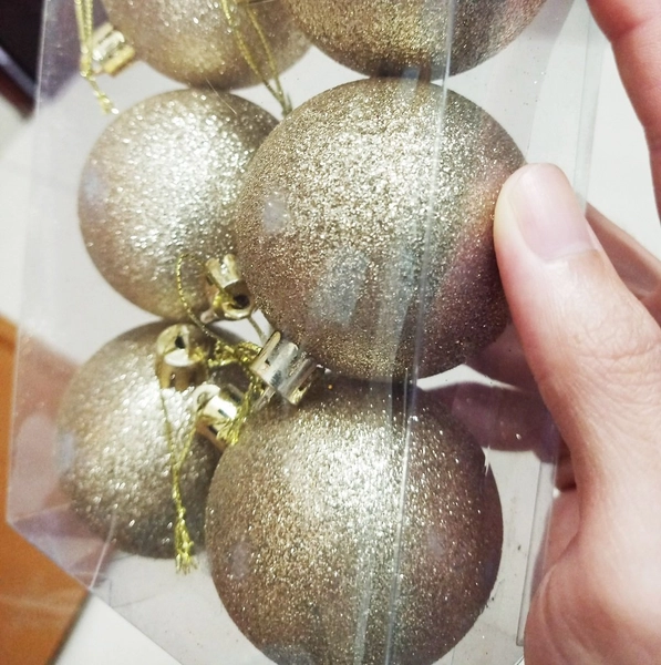 Combo 6 quả châu kim tuyến 6cm trang trí cây thông noel
