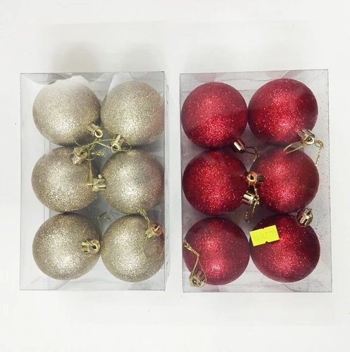 Combo 6 quả châu kim tuyến 6cm trang trí cây thông noel