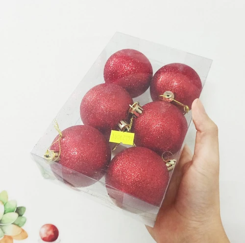 Combo 6 quả châu kim tuyến 6cm trang trí cây thông noel