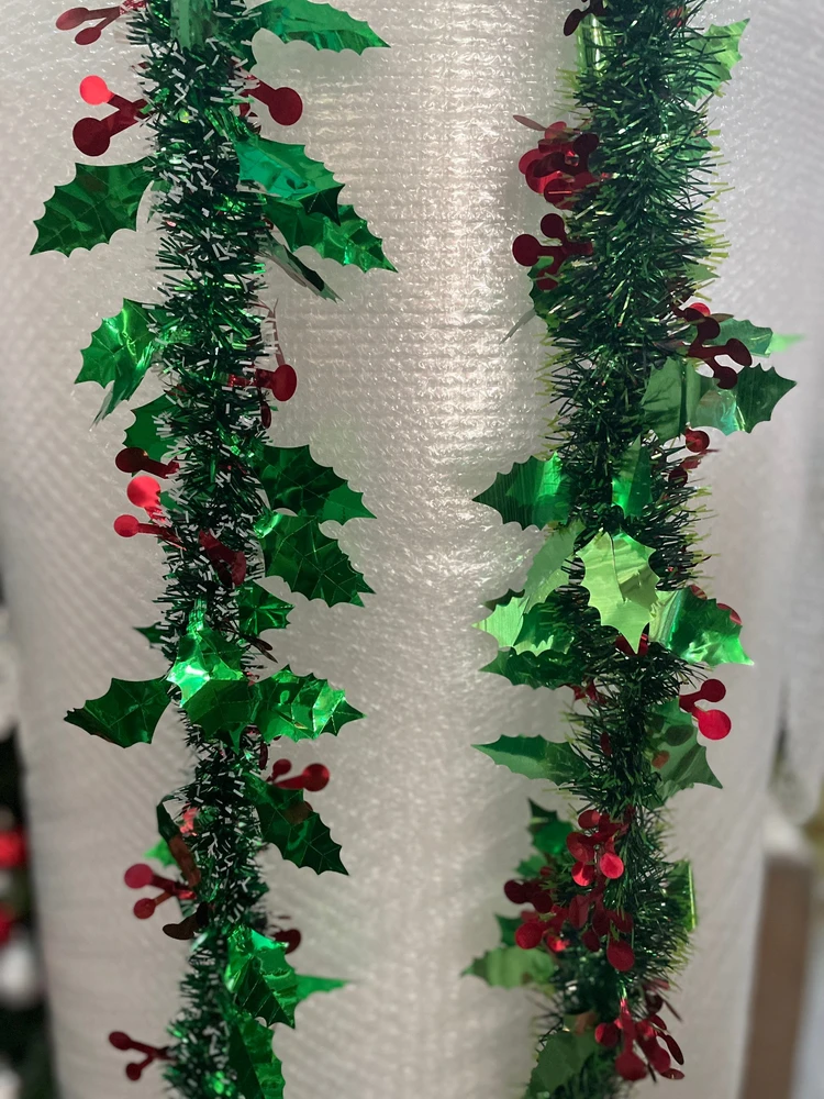 Dây đuôi chồn kim tuyến xanh lá trang trí cây thông noel