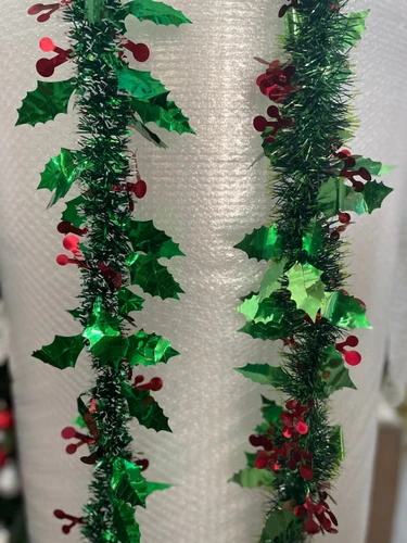 Dây đuôi chồn kim tuyến xanh lá trang trí cây thông noel