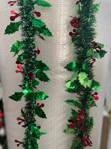 Dây đuôi chồn kim tuyến xanh lá trang trí cây thông noel