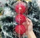Hộp 3 quả châu múi sắc đỏ trang trí noel - 8cm