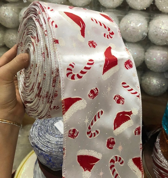 Cuộn ruy băng họa tiết đồ trang trí noel