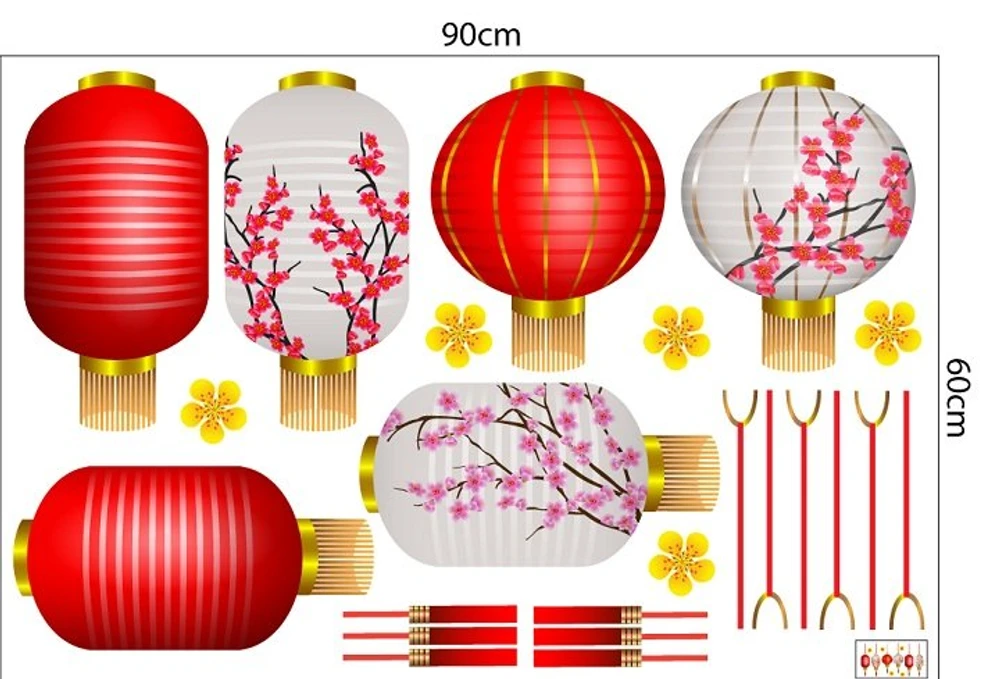 Combo Decal Trang Trí Tết Thần Tài Chúc Mừng Năm Mới Phát Tài Phát Lộc