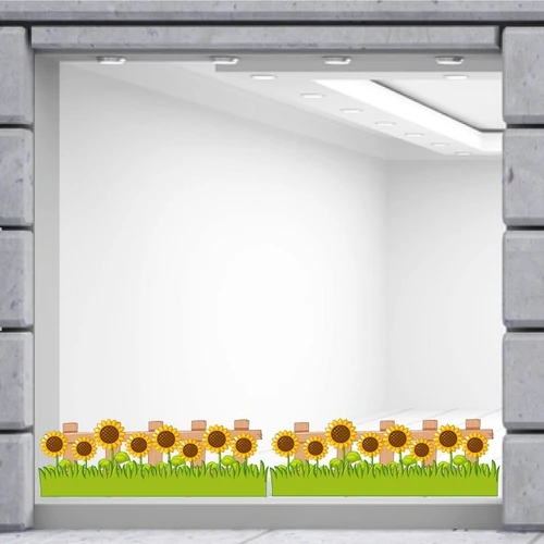 Decal trang trí tết chân tường hoa hướng dương