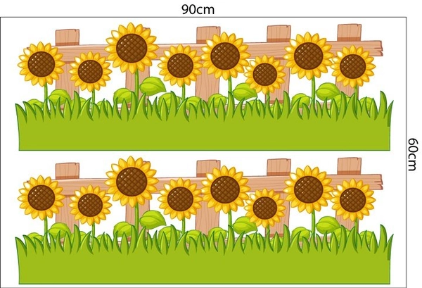 Decal trang trí tết chân tường hoa hướng dương