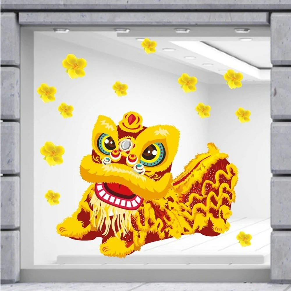 Decal Trang Trí Tết lân vàng tài lộc