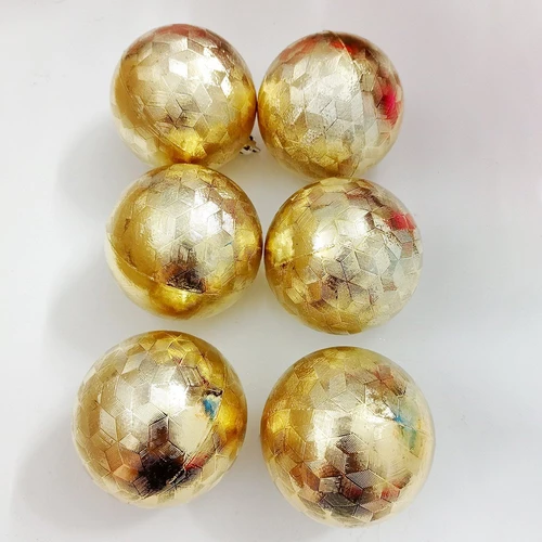 Bộ 6 quả châu họa tiết nhám trang trí noel