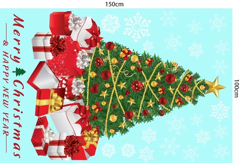 Decal trang trí noel combo cây thông may mắn 3