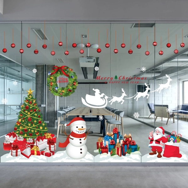 Decal trang trí noel combo cây thông may mắn 3