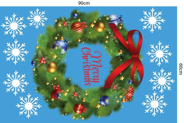 Decal trang trí noel combo cây thông may mắn 3