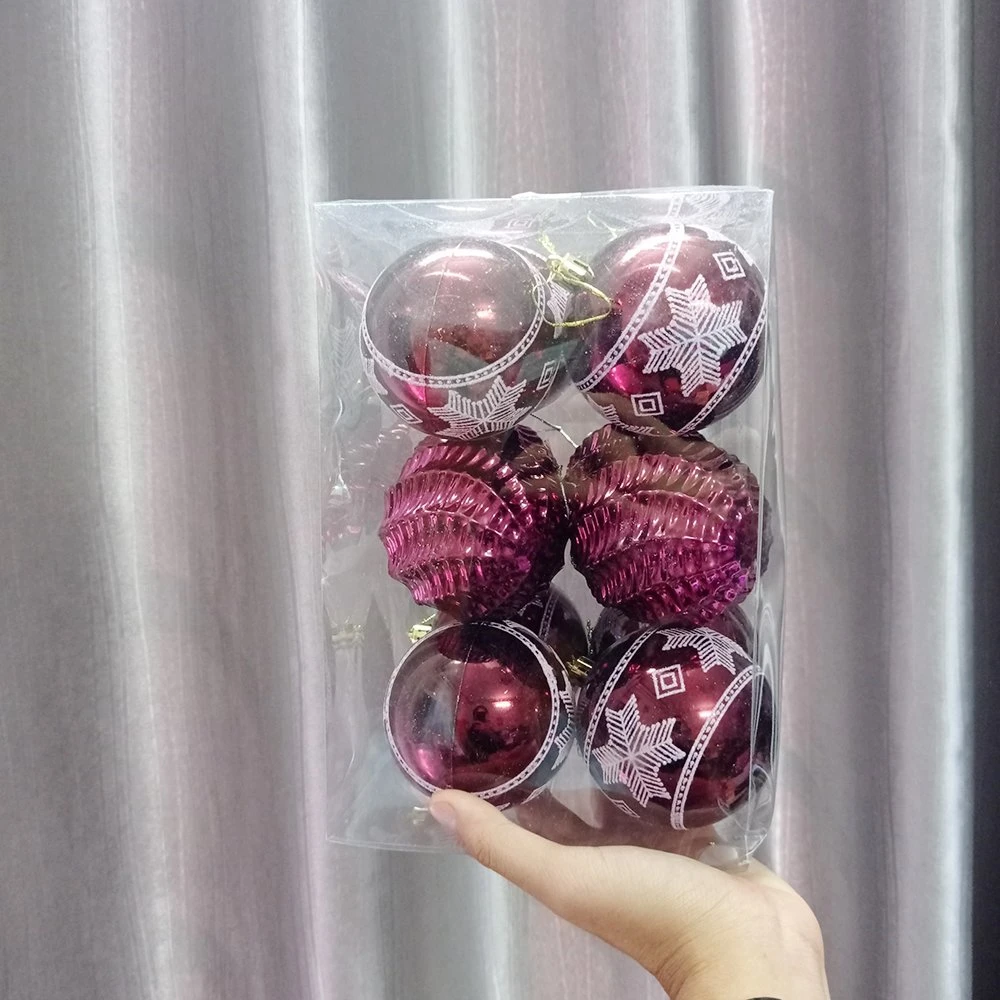 Hộp 12 quả châu 8cm nâu đỏ nhiều họa tiết