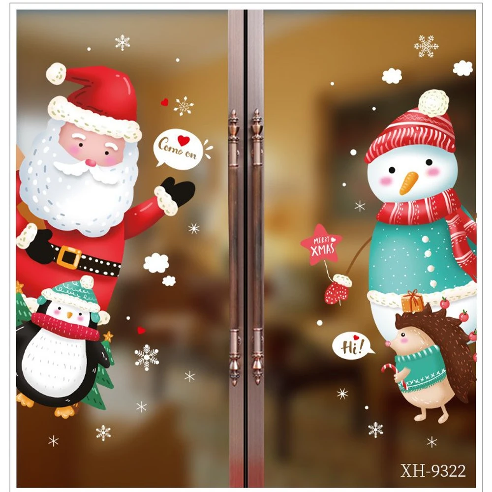 Decal trang trí noel ông già noel và những người bạn