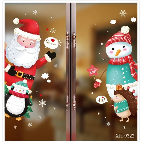 Decal trang trí noel ông già noel và những người bạn