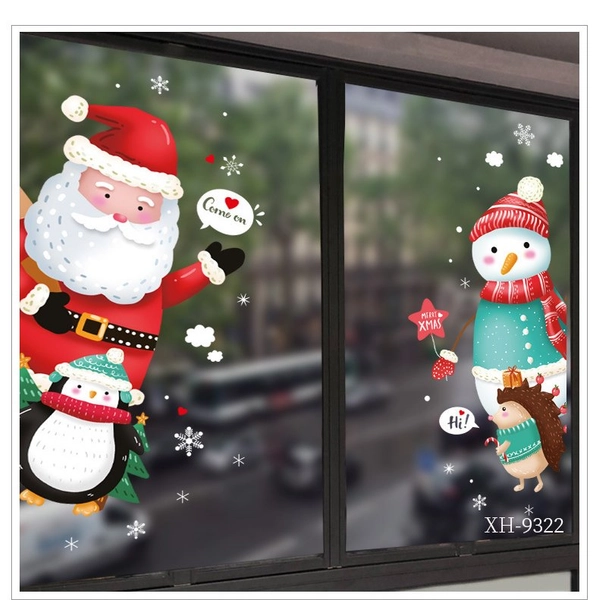 Decal trang trí noel ông già noel và những người bạn
