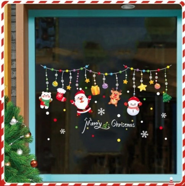 Decal trang trí noel dây treo ông già noel và người tuyết
