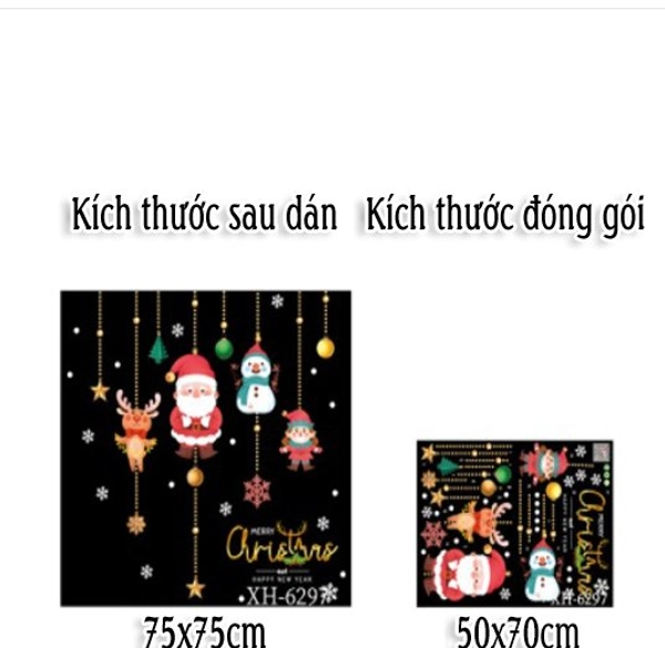 Decal trang trí noel dây treo ông già noel và những người bạn 2