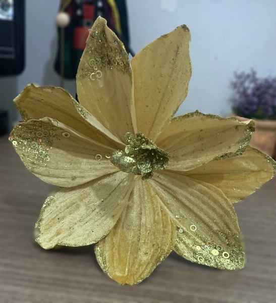 Hoa trạng nguyên kim tuyến màu vàng trang trí cây thông giáng sinh