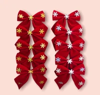 Set 10 nơ nhung đỏ bông tuyết trang trí giáng sinh