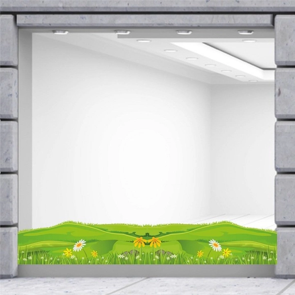 Decal trang trí tết chân tường cỏ xanh