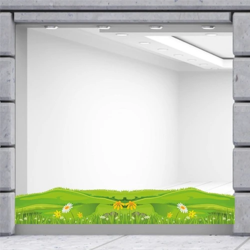 Decal trang trí tết chân tường cỏ xanh