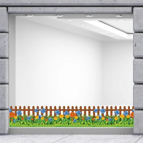 Decal trang trí tết chân tường hàng rào hoa xuân mẫu 2