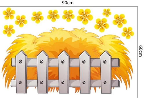 Decal trang trí tết hàng rào rơm vàng