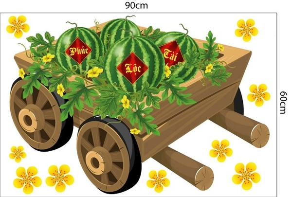 Decal trang trí tết dưa hấu phúc lộc