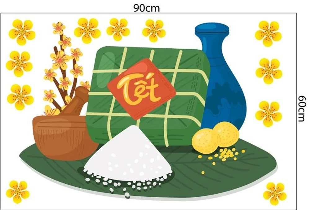 Combo Decal Trang Trí Tết Bé Chúc Xuân An Khang Thịnh Vượng