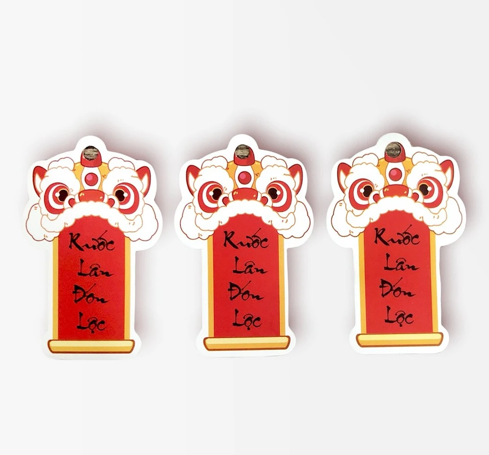 Bộ 3 miếng lộc treo trang trí tết câu đối đỏ