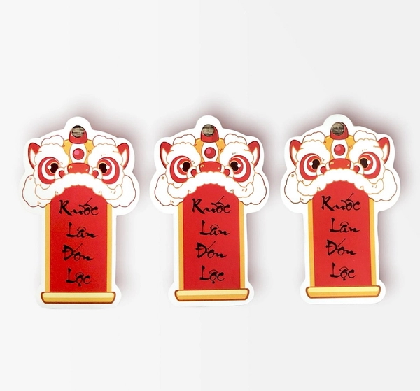 Bộ 3 miếng lộc treo đầu lân trang trí tết câu đối đỏ