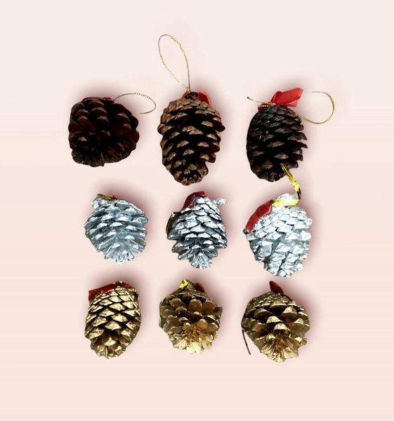 Set 12 quả thông trang trí noel 3 màu size nhỏ