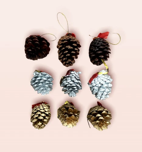 Set 12 quả thông trang trí noel 3 màu