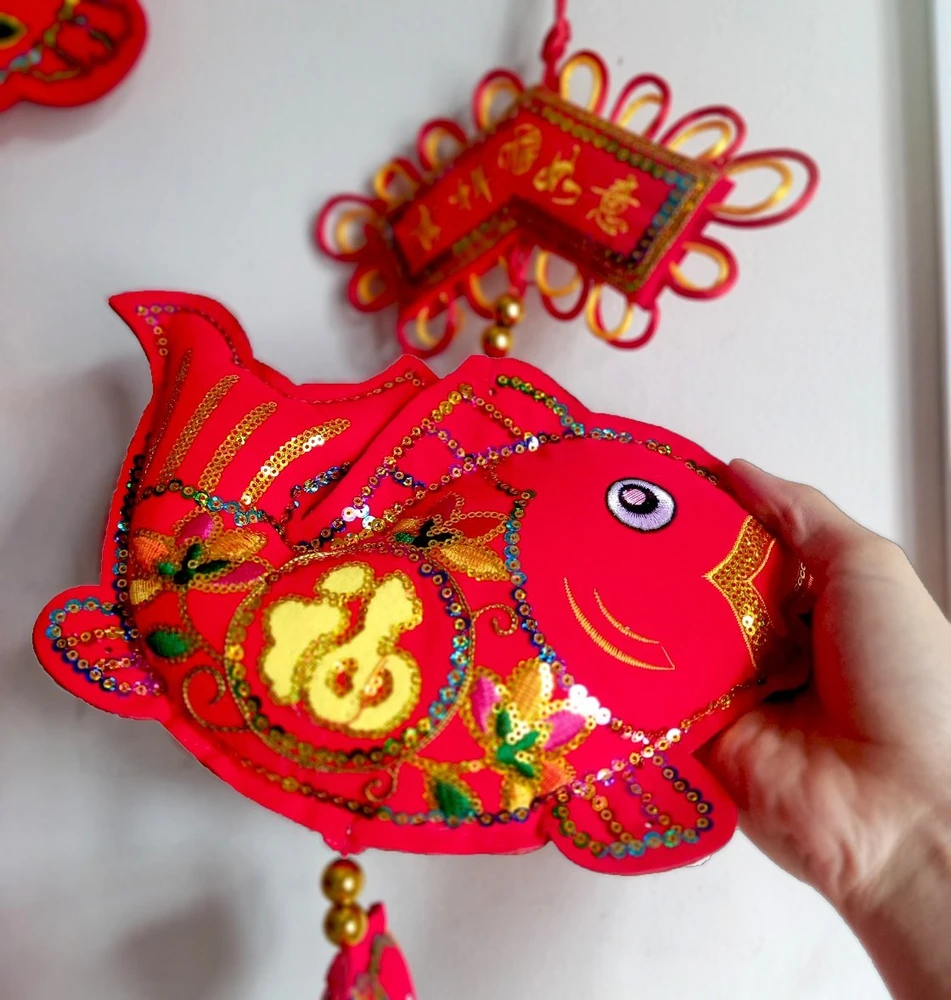 Liễn nhung cá chép chữ phúc lớn kèm túi thơm